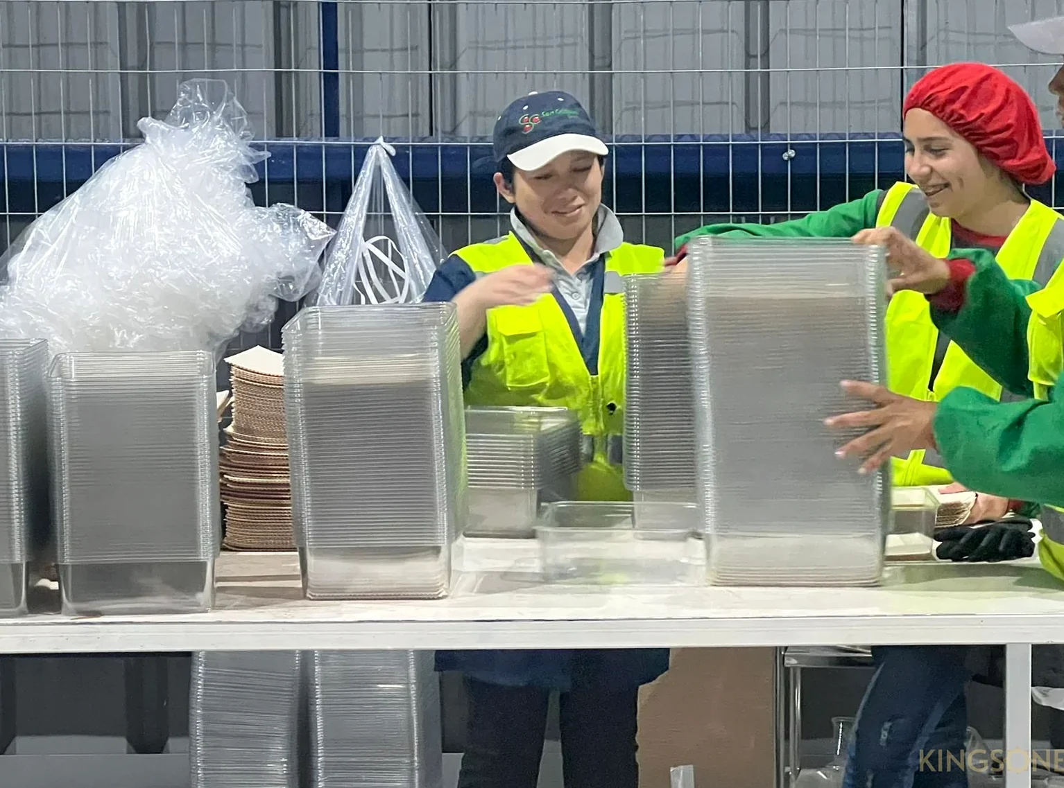 Equipo revisando formatos de packaging en planta