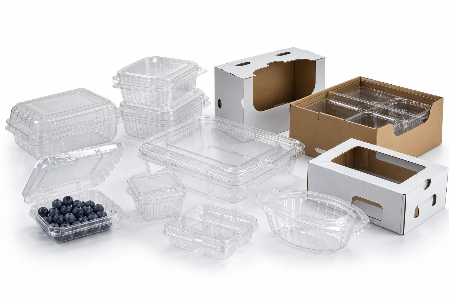 PET clamshell packaging for blueberries and berries